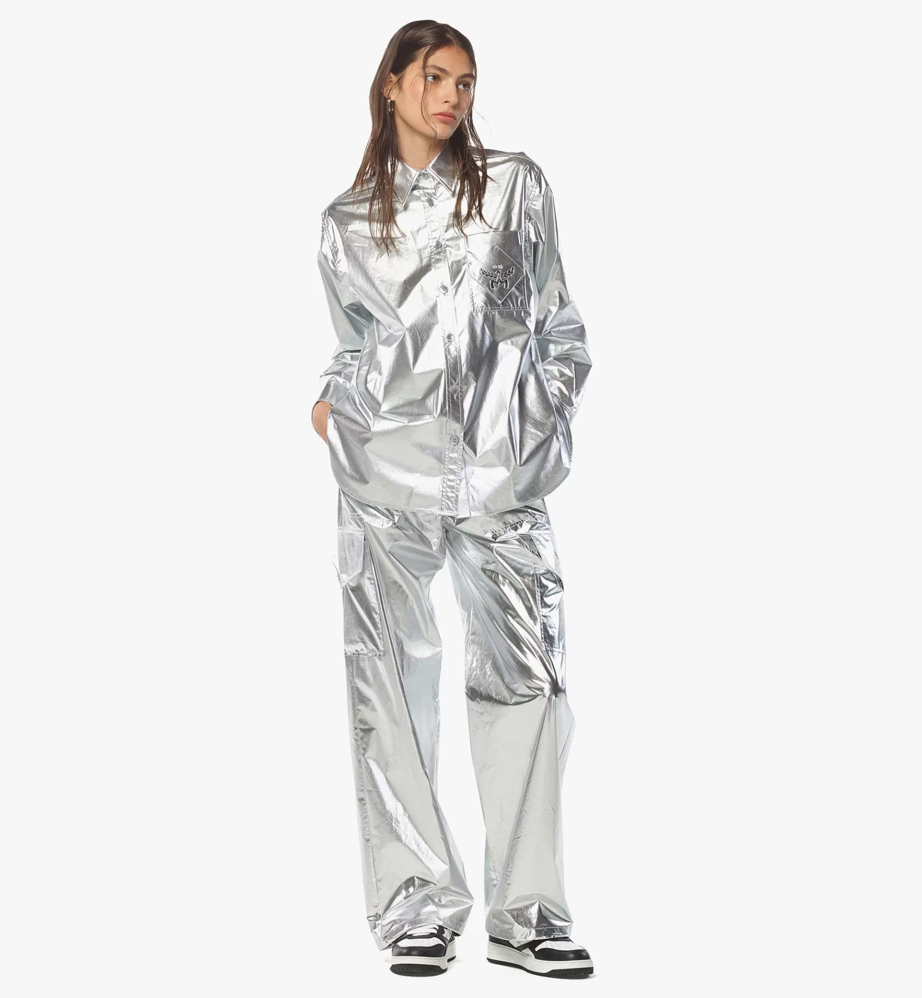 Flash Sale Oversized Shirt In Metallic Polyester Women Tops & T-Shirts