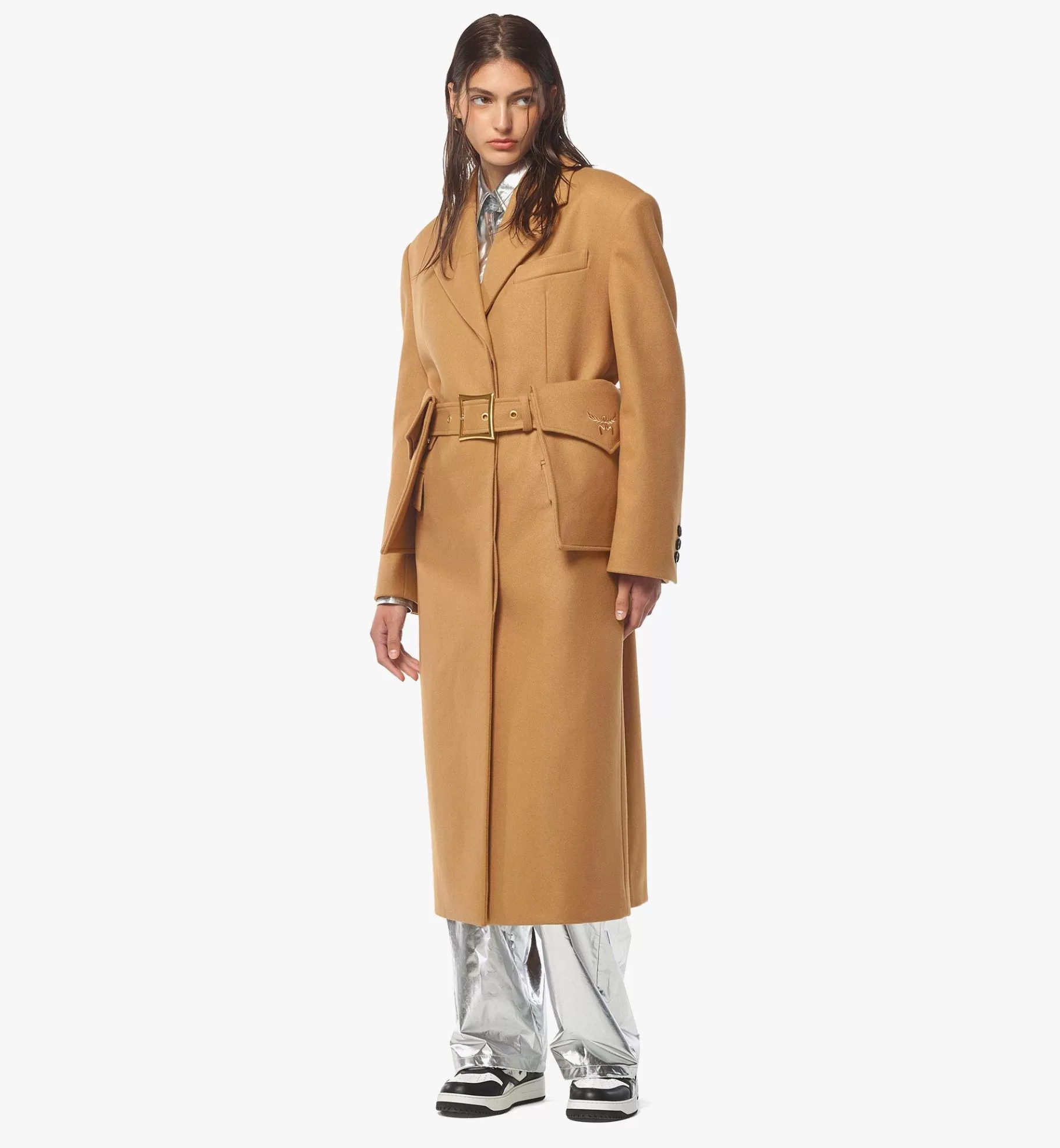 Store Wool-Cashmere Coat W/ Pocket Belt Women Jackets & Coats